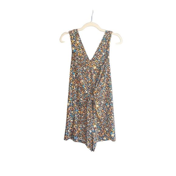 BCBG Pants - Bcbg Boho Multicolor Floral Print Jersey Knit Tie Front Sleeveless Romper Sz S